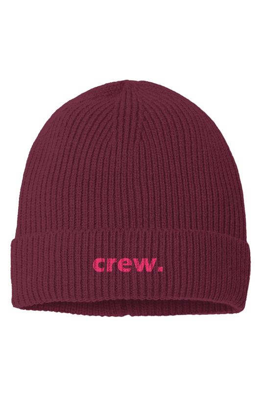 "crew." All Crewmembers Beanie - Pink Maroon