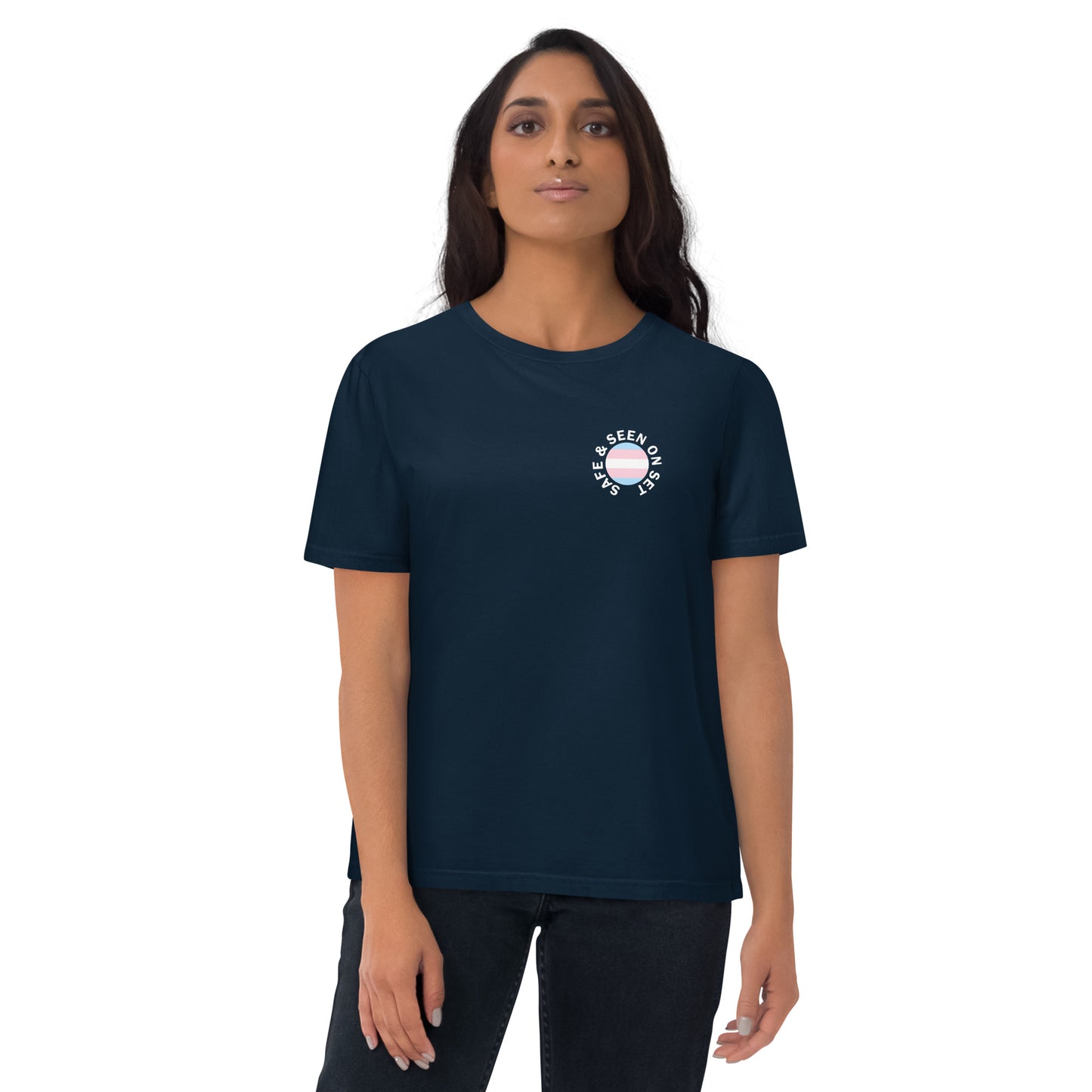 "Safe & SEEN" Transgender T-Shirt - Navy 🏳️‍⚧️