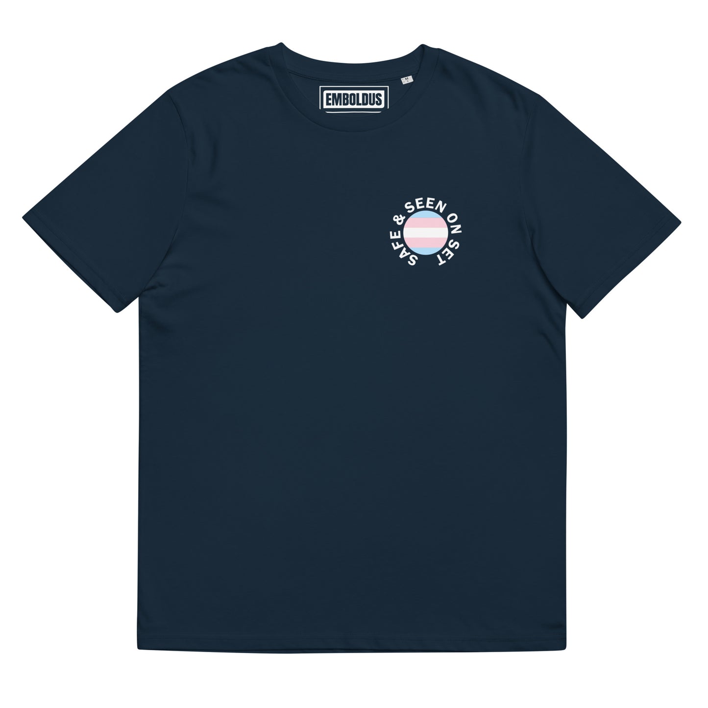 "Safe & SEEN" Transgender T-Shirt - Navy 🏳️‍⚧️